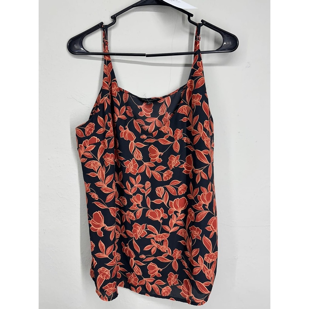 Banana Republic Cami Top Size XL Black Red Floral Lined Adjustable Strap Layers